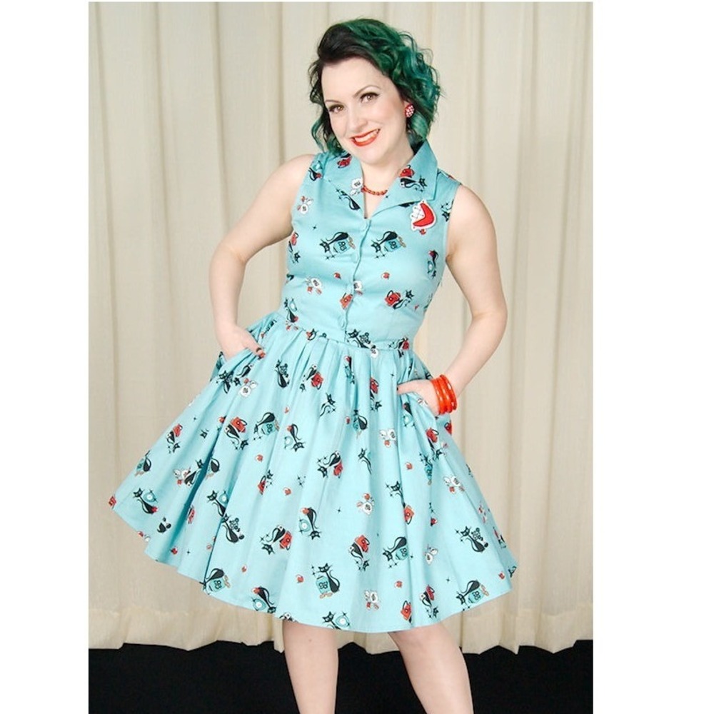 Voodoo Vixen Kitchen Kitten Betty Dress Atomic Jetsons Cats 50s Retro Rockabilly